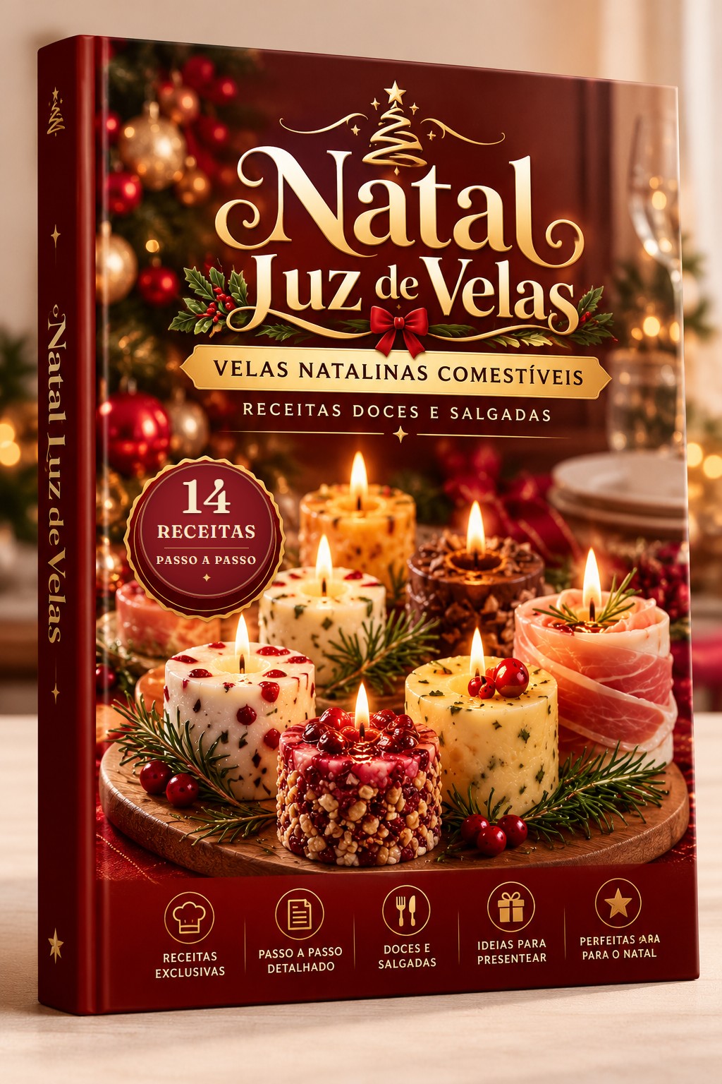 Vela comestível acesa sobre tábua com pães